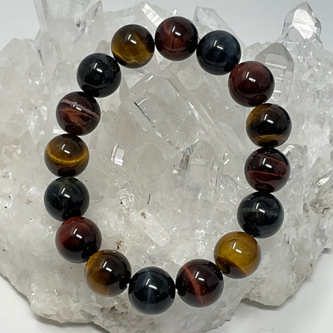 Multi-Color Tiger Eye 12mm Round Bracelet