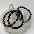 The Triple Protection Set: 8MM Yellow Tiger’s Eye, Hematite & Black Tourmaline 3-Piece Round Bracelet Set - WorldWideMinerals-beads