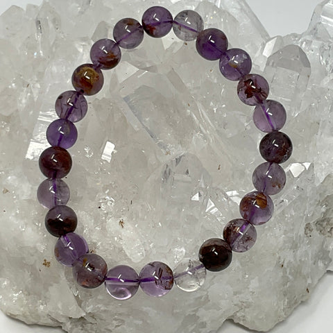 Super-7 Amethyst 8mm Round Bracelet