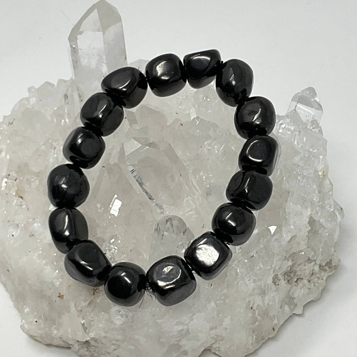 Shungite 10x14mm 2-Piece Nugget Shape Bracelet Set