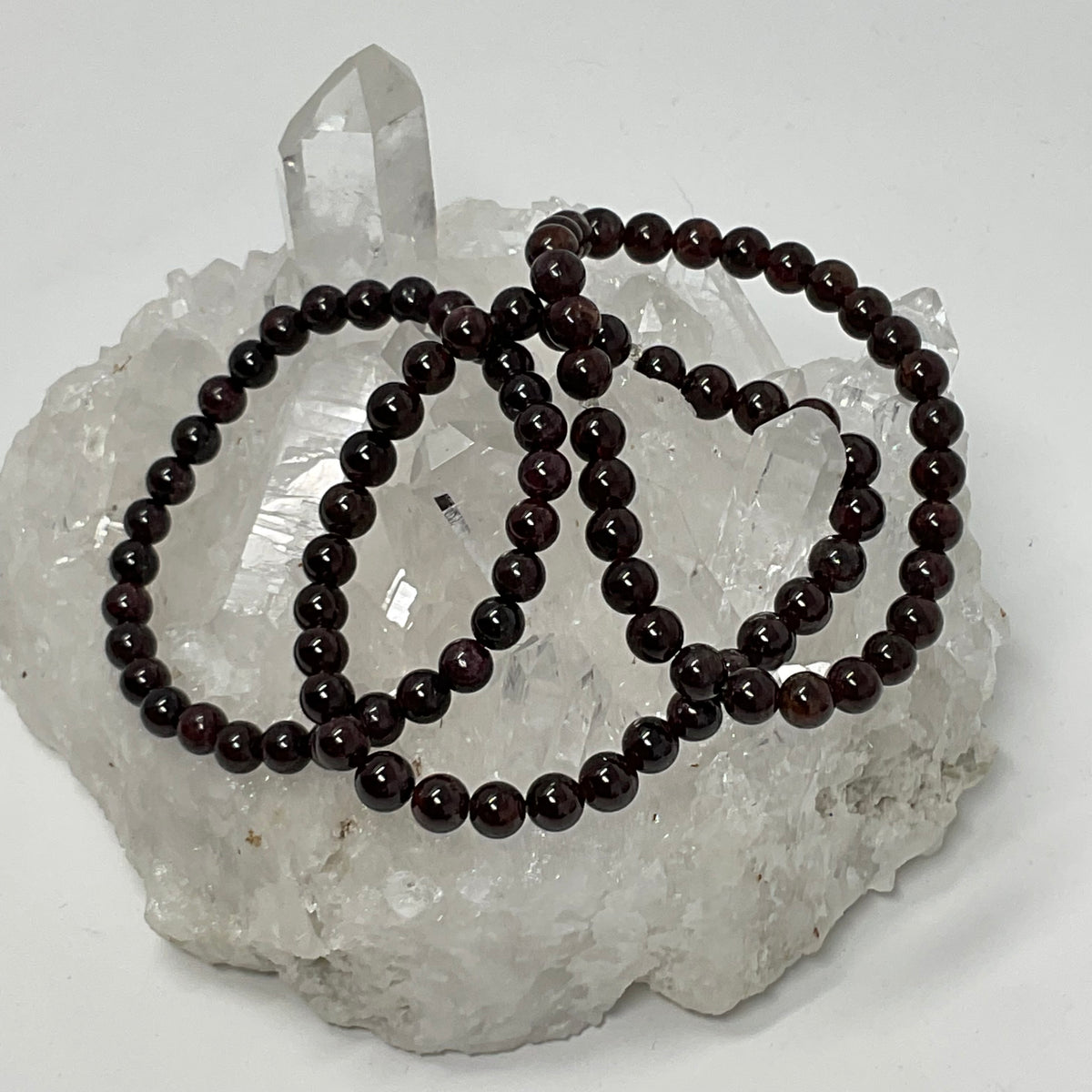 Garnet 5-6mm Round Bracelet 3-Piece Bracelet Set