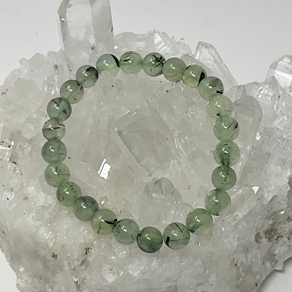 Prehnite 8mm 2-Piece Round Bracelet Set