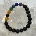 Chakra With Lava 8mm Round Bracelet - WorldWideMinerals-beads