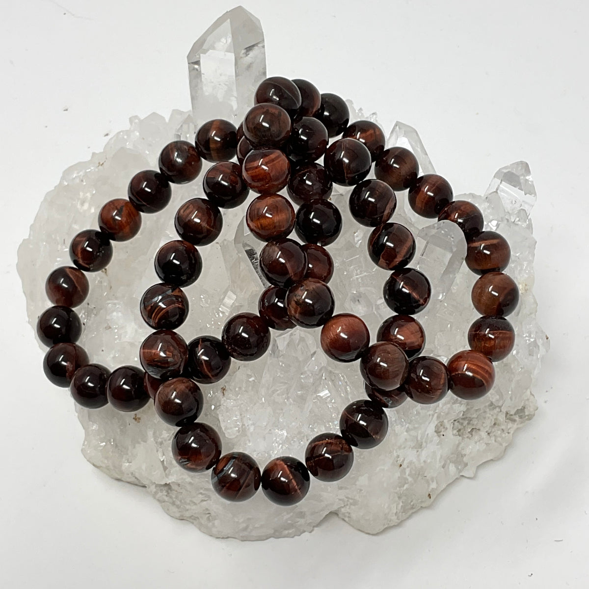 Red Tiger Eye 10mm 3-Piece Round Bracelet Set