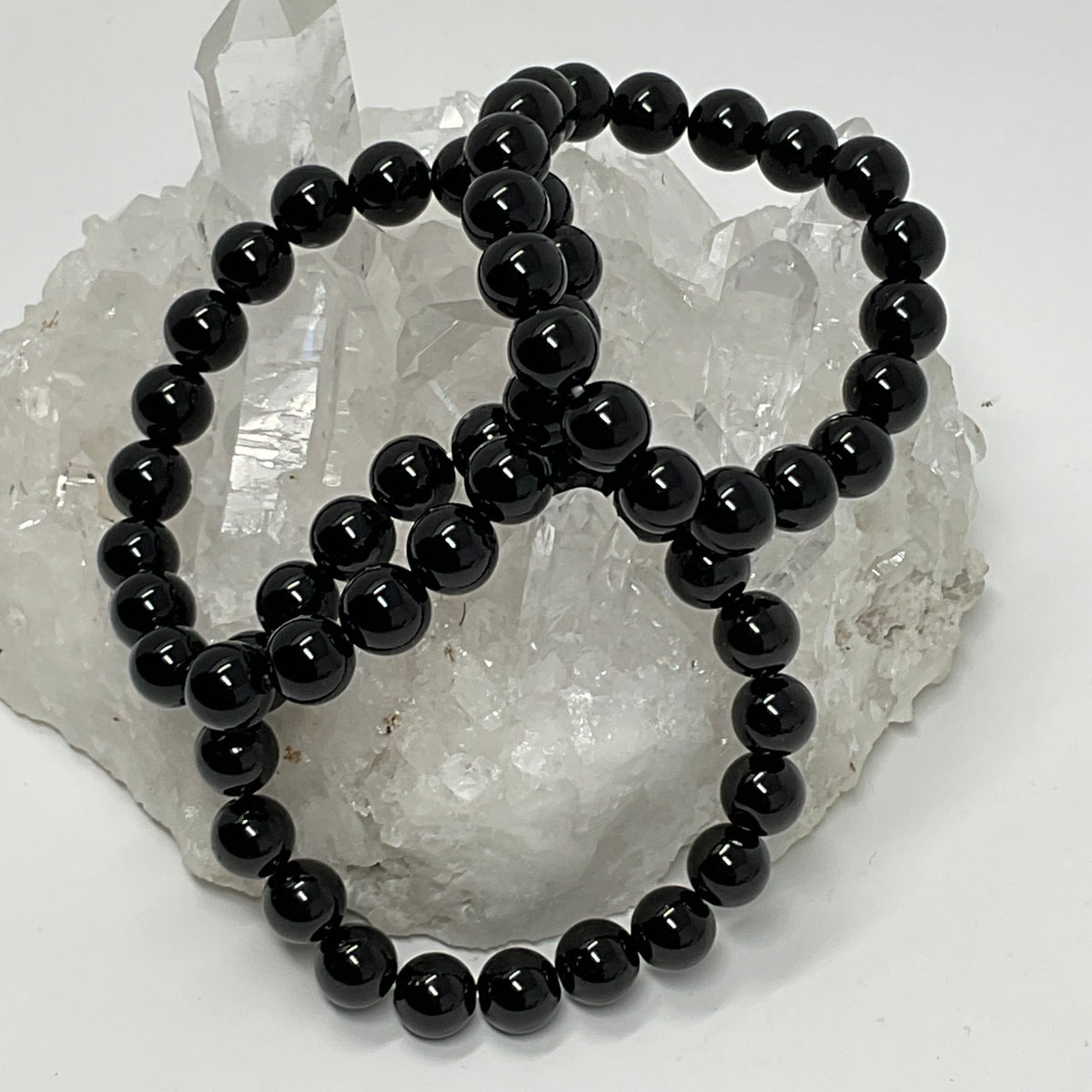 Black Tourmaline Polished 10mm 3-Piece Round Bracelet Set