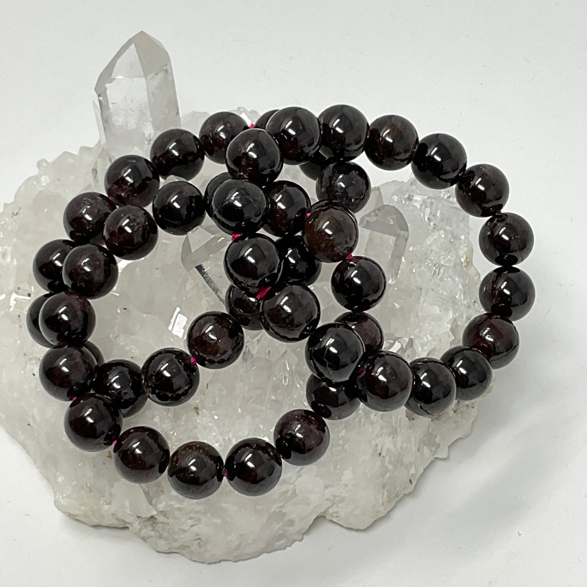 Garnet 11mm-12mm 3-Piece Round Bracelet Set