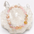 Natural Pink Flower Agate 10mm Round Bracelet