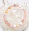 Natural Pink Flower Agate 8mm Round Bracelet