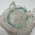 Amazonite 6mm round bracelet by World Wide Gems Minerals Beads featuring smooth, polished blue-green Amazonite gemstone beads.