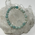 Amazonite 8mm round bracelet from World Wide Gems Minerals Beads, featuring polished blue-green gemstone beads.