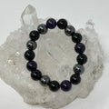 Amethyst Triple Protection 12mm round gemstone bracelet set with three mineral beads on each bracelet, by World Wide Gems Minerals Beads.