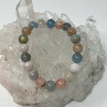 Brazilian multi-color Morganite 10mm round bracelet with vibrant gemstone beads, crafted by World Wide Gems Minerals Beads.