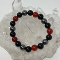 Carnelian Triple Protection 10mm round bracelet with three minerals, crafted by World Wide Gems Minerals Beads, featuring vibrant gemstone beads.