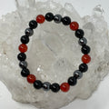 Carnelian Triple Protection 8mm round bracelet with three minerals, handcrafted by World Wide Gems Minerals Beads.