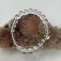 Set of three crystal quartz 8mm round gemstone bracelets by World Wide Gems Minerals Beads, featuring polished, natural quartz beads.