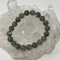 Labradorite 10mm round gemstone bracelet by World Wide Gems Minerals Beads, featuring polished, spherical labradorite beads.