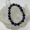 Lapis Triple Protection 10mm 3-piece round bracelet set featuring three mineral beads on each bracelet by World Wide Gems Minerals Beads.