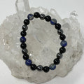 Lapis Triple Protection 8mm round bracelet with three mineral beads from World Wide Gems Minerals Beads, showcasing vibrant blue lapis stones.