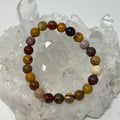 Mookaite 8mm round gemstone bracelet from World Wide Gems Minerals Beads, featuring polished natural Mookaite stones.
