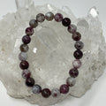 Pink Blossom Tourmaline 8mm round bracelet from World Wide Gems Minerals Beads, featuring vibrant pink gemstone beads.