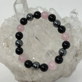 Rose Quartz Triple Protection 10mm round bracelet featuring three mineral beads, from World Wide Gems Minerals Beads.