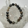 Silver Leaf Jasper 10mm round bracelet featuring natural silver leaf patterns, crafted by World Wide Gems Minerals Beads.