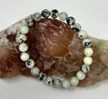 Set of three white turquoise jasper 8mm round bead bracelets from World Wide Gems Minerals Beads, featuring natural stone design.