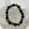 Yellow Tiger Eye triple protection 10mm round gemstone bracelet set showing three minerals on each bracelet, by World Wide Gems Minerals Beads.