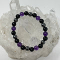 Amethyst Triple Protection 8mm round gemstone bracelet set with three minerals, by World Wide Gems Minerals Beads.