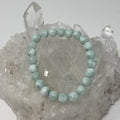 Green Angelite 8mm round bracelet set by World Wide Gems Minerals Beads featuring two elegant gemstone bracelets.
