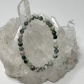 Green Tree Agate 6mm round bracelet set with three natural gemstone bracelets from World Wide Gems Minerals Beads.