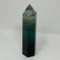 Bright green fluorite mineral point from World Wide Gems Minerals Beads, showcasing natural crystal structure and vibrant color.