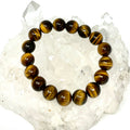 Yellow Tiger Eye 12mm round bracelet set with three beaded bracelets from WorldWideMinerals-beads, featuring polished, natural gemstone beads.