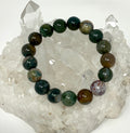 Three 12mm Fancy Jasper round bead bracelets in a set by WorldWideMinerals-beads, showcasing earthy tones and polished gemstone beads.