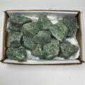 Green Quartz 12-piece mineral rock set from WorldWideMinerals-beads, showing polished green quartz stones arranged together.