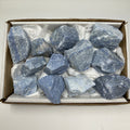 Blue Quartz mineral rock set with 12 pieces, showcasing polished blue quartz stones in a mineral collection by WorldWideMinerals-beads.