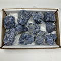 Sodalite 12-piece mineral rock set from WorldWideMinerals-beads, featuring polished blue mineral stones with natural patterns.
