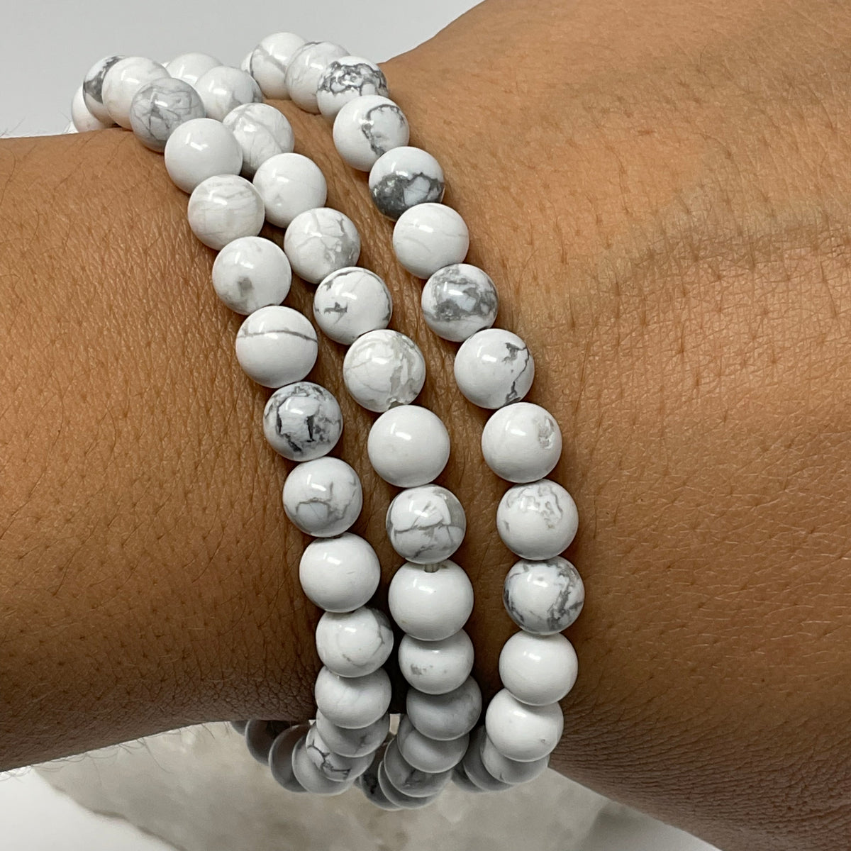 White Howlite 6mm Round Bracelet