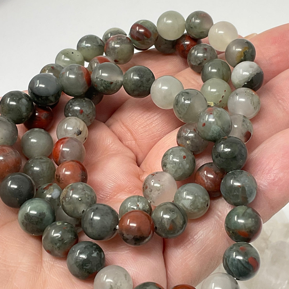 8MM Bloodstone Round Bracelet