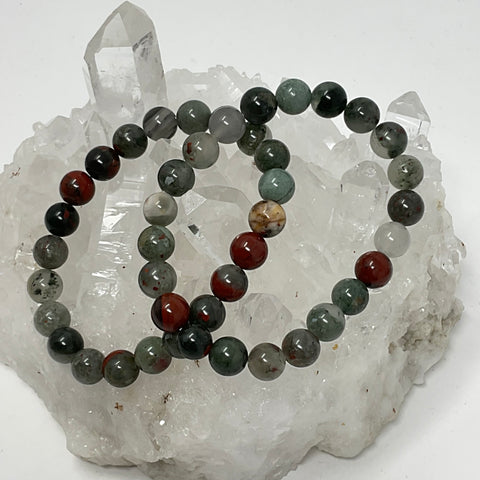 African Bloodstone 8mm 3-piece Round Bracelet Set