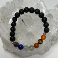 Chakra With Lava 8mm 3-Piece Round Bracelet Set - WorldWideMinerals-beads