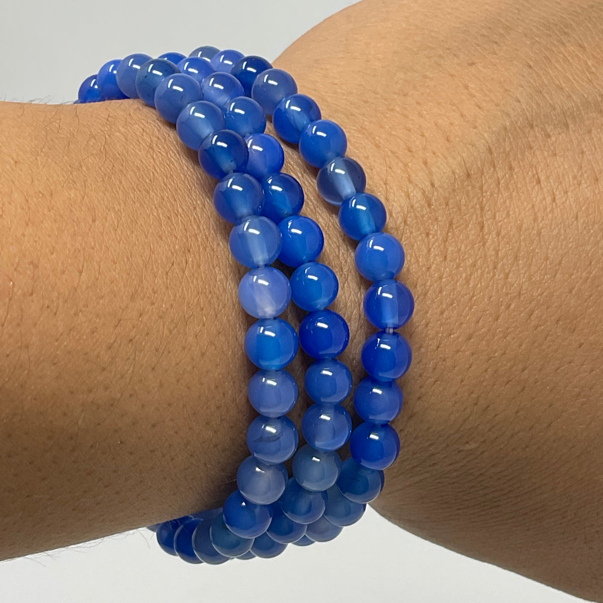 Blue Agate 6mm Round Bracelet