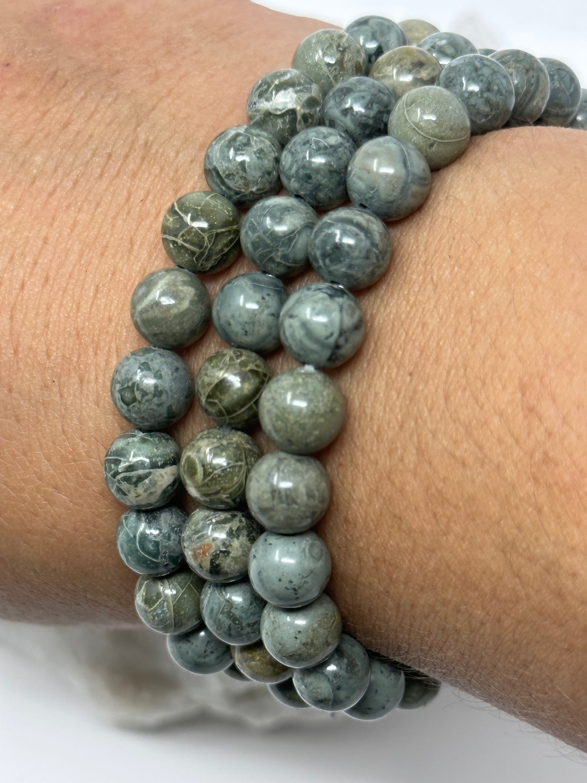 Green Rhyolite 8mm Round Bracelet