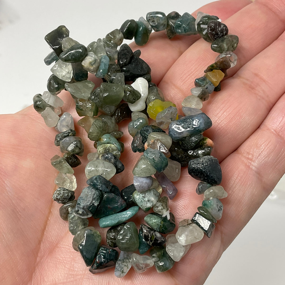 Moss Agate Chip Bracelet