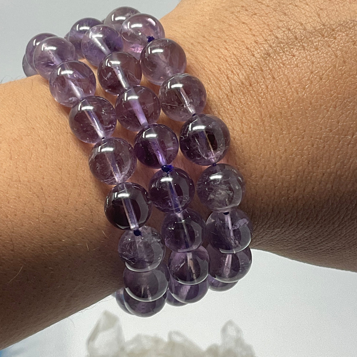 Pink Amethyst 9mm-10mm Round Bracelet