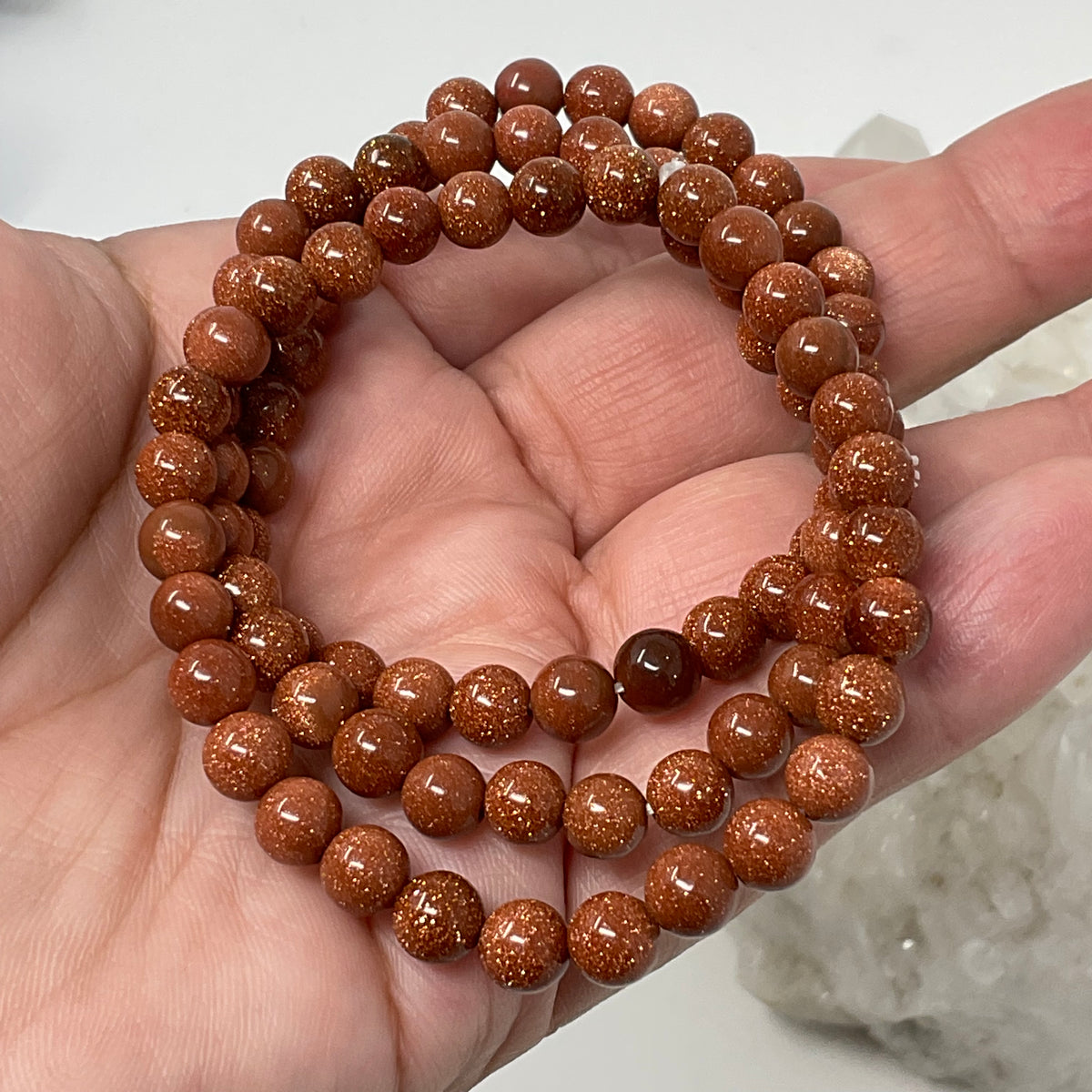 Brown Goldstone 6mm Round Bracelet