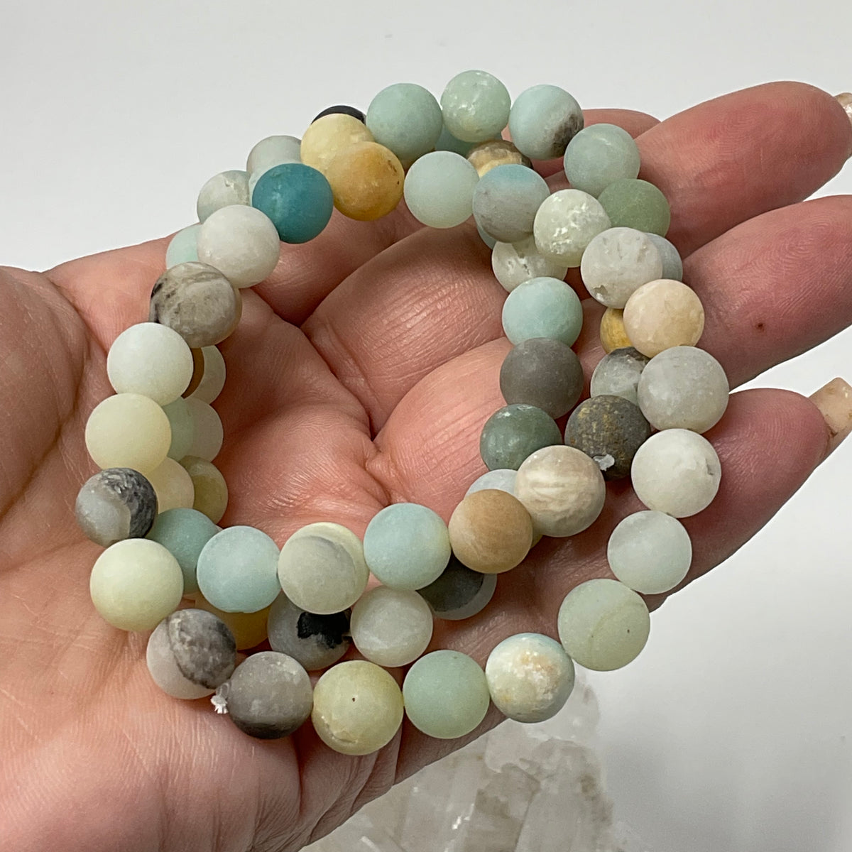 8MM Matte Caribbean Calcite Round Bracelet