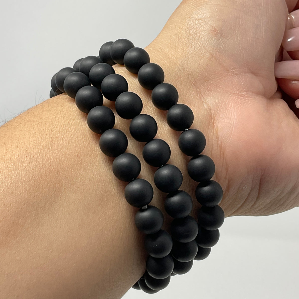 Black Tourmaline Matte Finish 8mm Round Bracelet