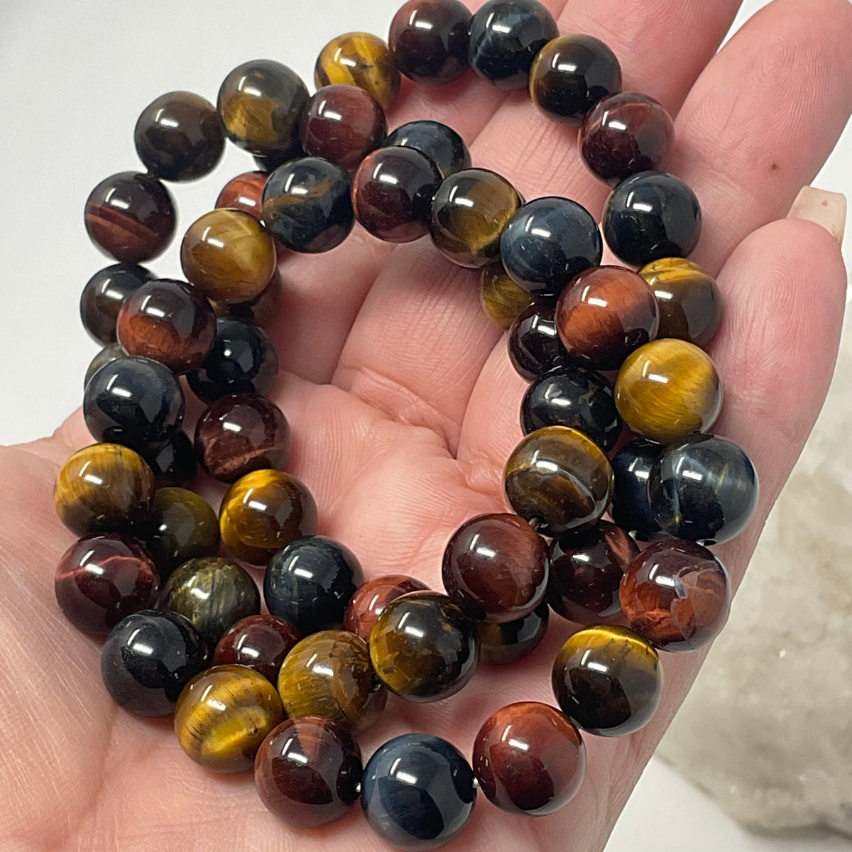 Multi-Color Tiger Eye 10mm Round Bracelet