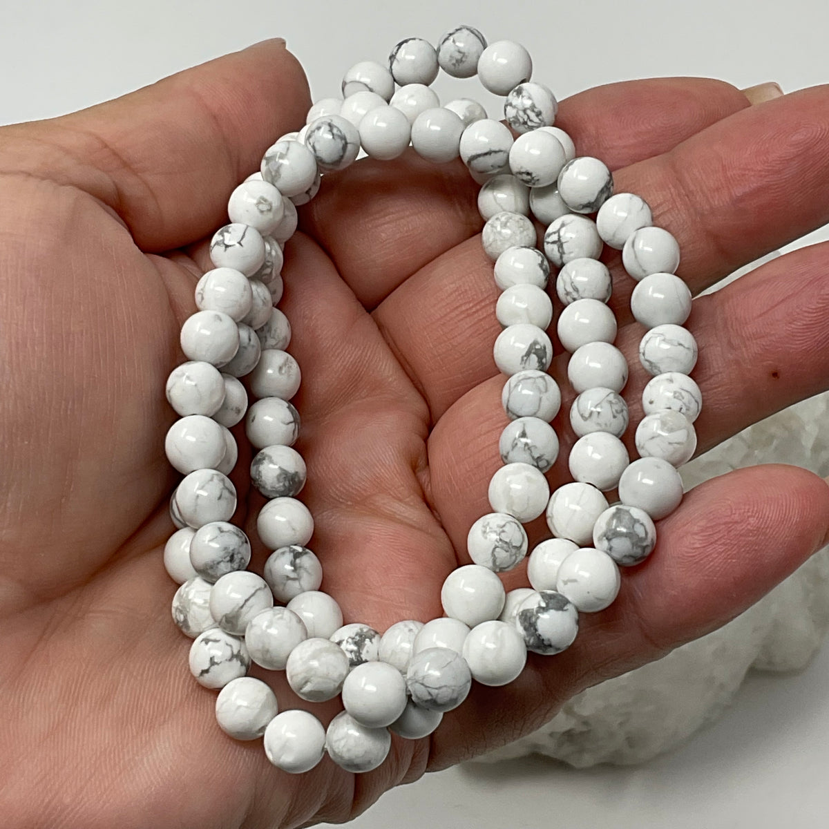 White Howlite 6mm Round Bracelet